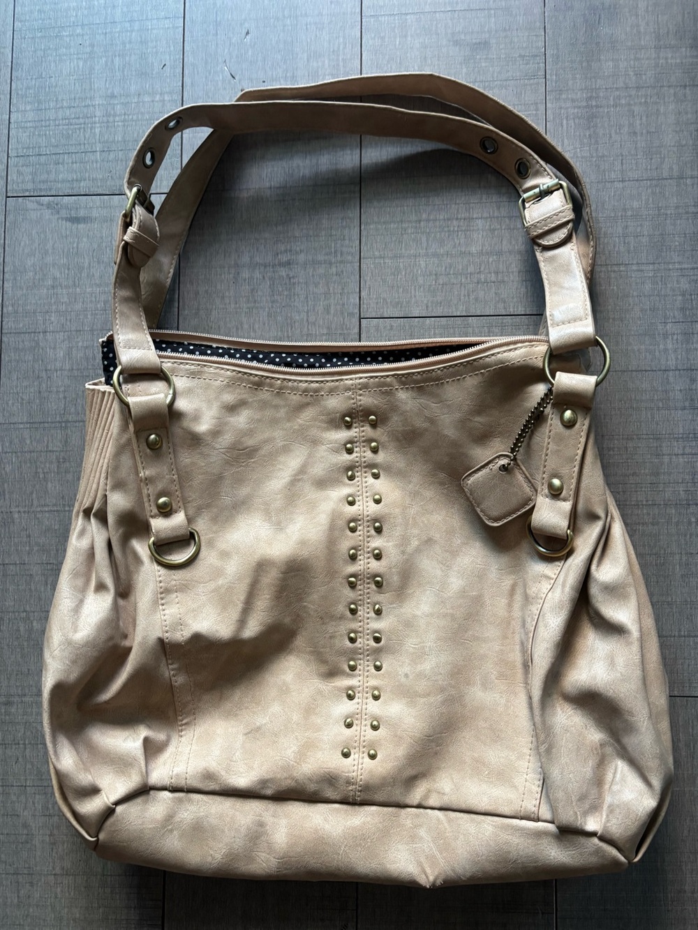🦋Y2K🦋Beige Studded Saddle Shaped Shoulder Bag